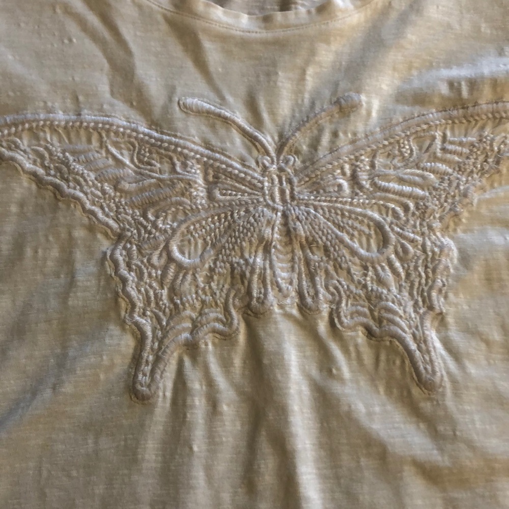XL white butterfly shirt Coldwater Creek